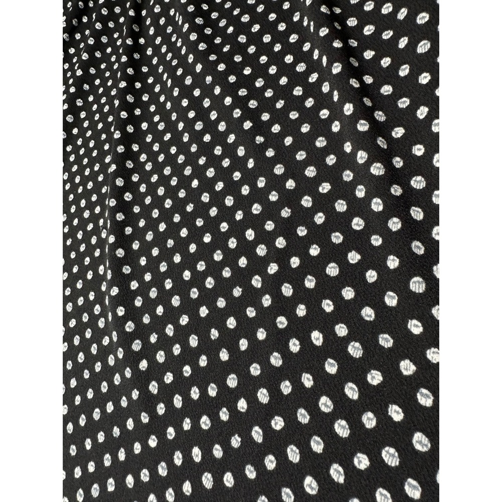 Adrianna Papell Polka Dot Flutter Sleeve Blouse Black White Ruffle Neck NWT L - Picture 7 of 7